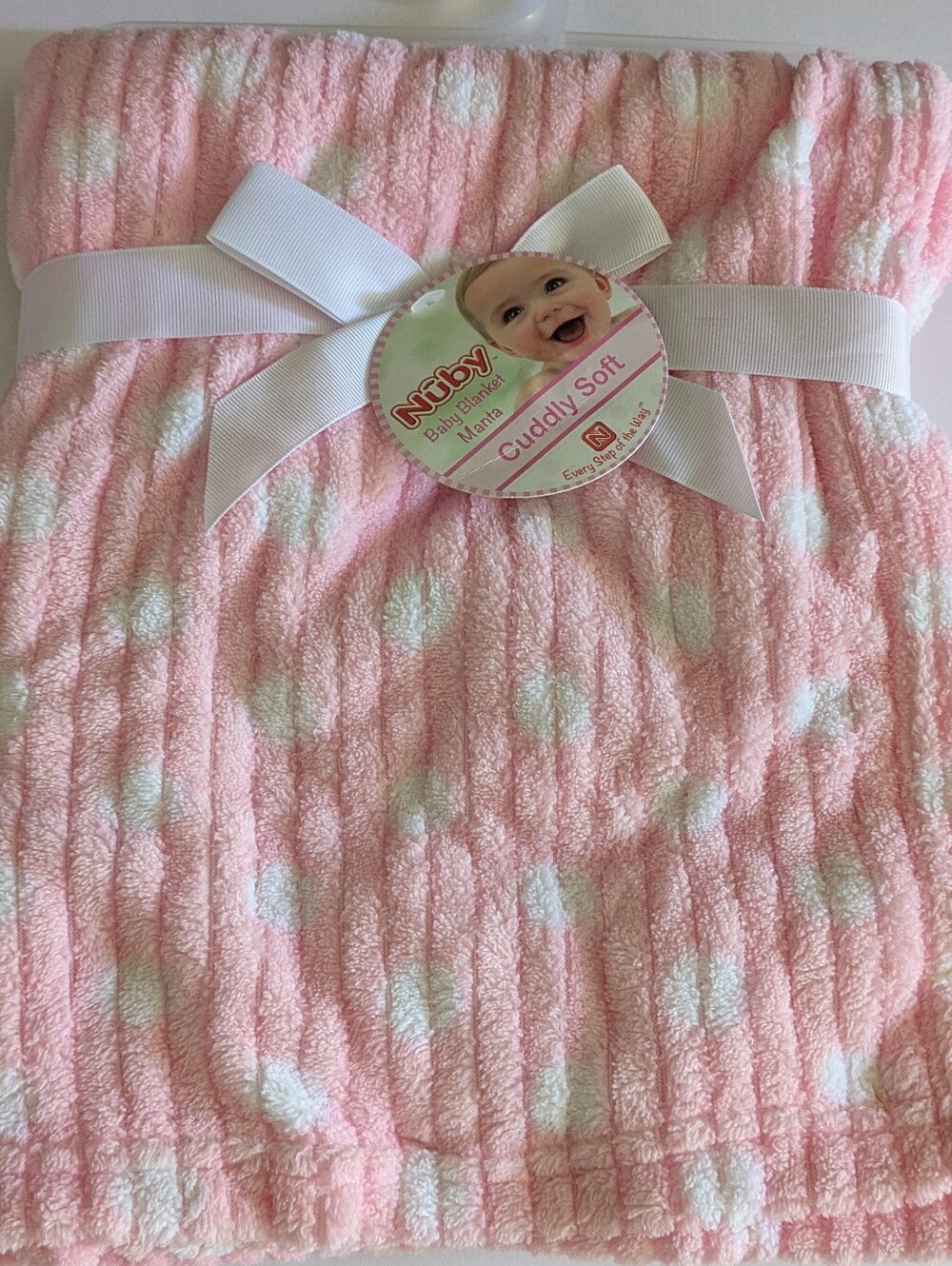 Nuby Baby Blanket Pink Cuddly Soft Baby Blanket Plush Polka Dot